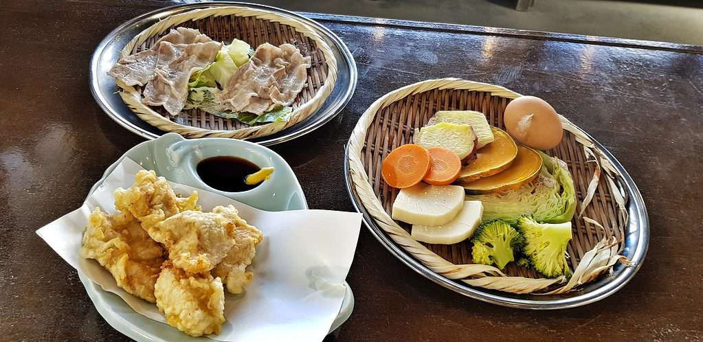 Steamed meals in Beppu, Japan