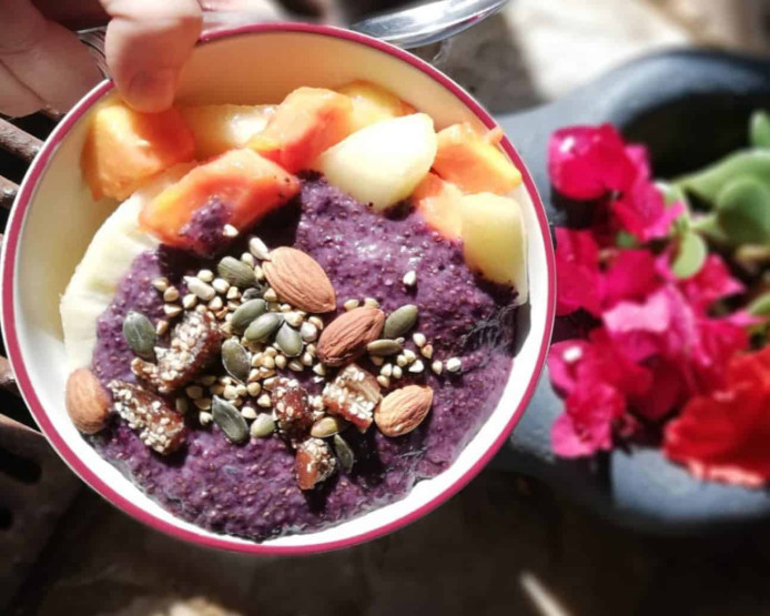 Yoga Retreats in Spain - 3 Unforgettable Yoga Retreats in Spain Food bowl at the Azulfit Yoga and Pilates Retreat in Fuerteventura, Spain.