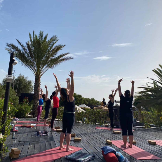 Yoga practice at Azulfit Yoga and Pilates Retreat in Fuerteventura, Spain.