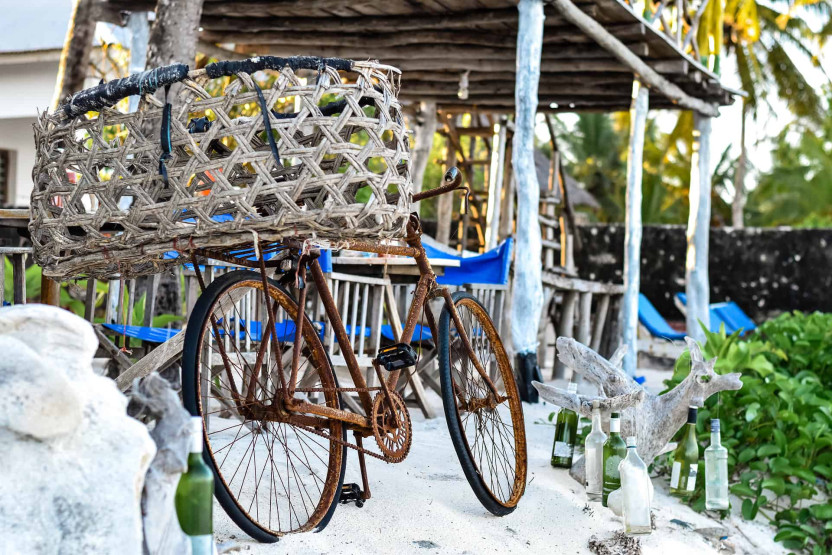 Bicycle at the beach in Nungwi, Zanzibar, Tanzania.