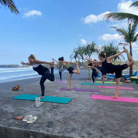 yoga retreats in Bali - Unforgettable Yoga Retreats in Bali Yoga session at the Bali Green Retreat in the Hindu village Sesandan in Megati district, Tabanan Regency, Bali, Indonesia.