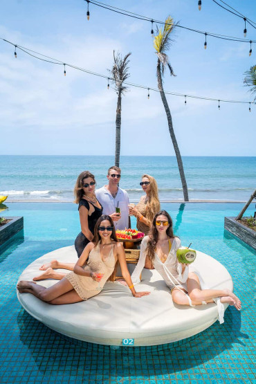 - Explore the Massive Atlas Beach Club in Bali: Party Paradise Awaits Daybed in the pool at the Atlas Beach Club in Bali, Indonesia.
