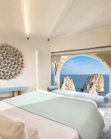 - Wedding in Capri: Celebrating Love by the Sea Room with a view at the Punta Tragara Hotel, Manfredi Fine Hotels Collection, in Capri, Italy.