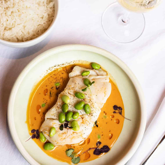 View of the Eiffel Tower - Top Paris Restaurants with a View of the Eiffel Tower Cod fillet, coconut and lemongrass. A perfect blend of sweetness and spice at Chez Francis Paris.