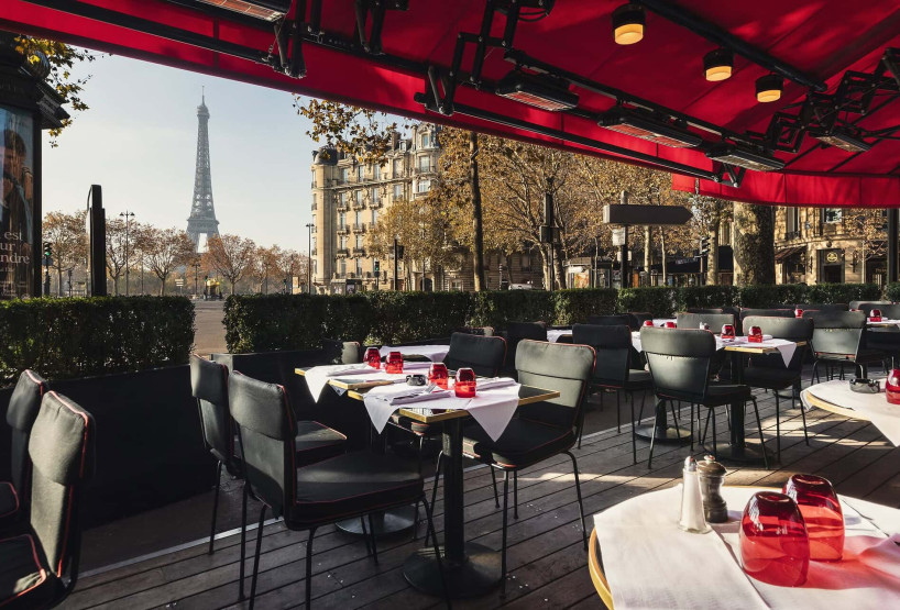 View of the Eiffel Tower - Top Paris Restaurants with a View of the Eiffel Tower Outdoor terrace at Chez Francis Paris.
