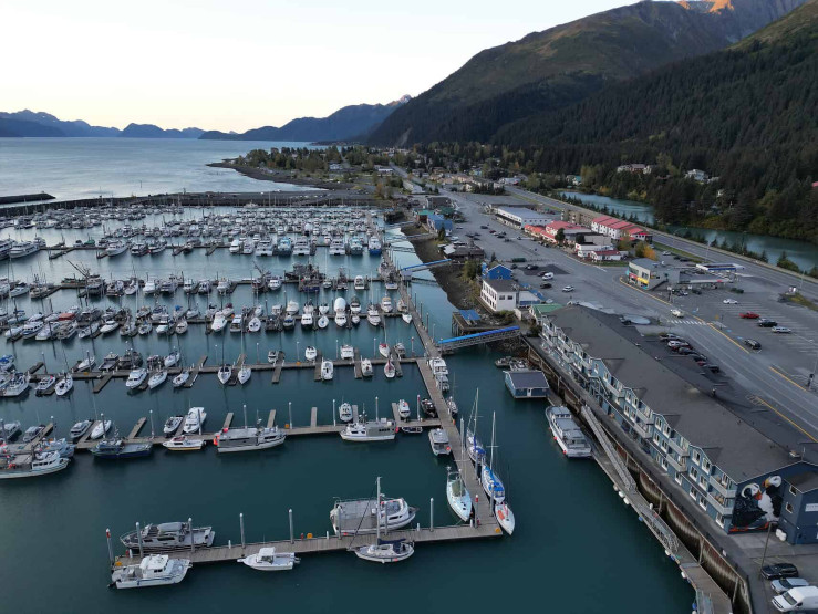 Day Cruise at Kenai Fjords National Park - The Magic of a Day Cruise at Kenai Fjords National Park, Alaska View onto the harbor of Seward and the Harbor 360 hotel on the right in Alaska, USA.