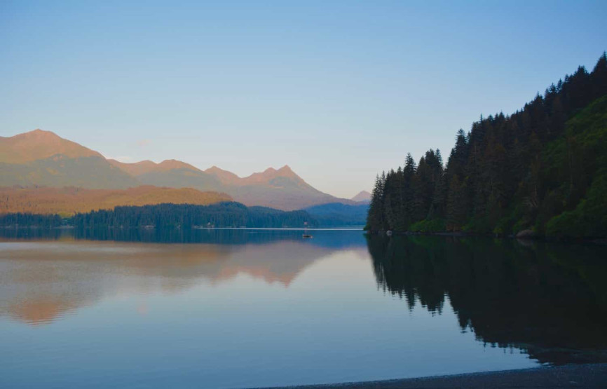 How to Plan a Trip to Alaska - How to Plan a Trip to Alaska: The Ultimate Guide on What You Need to Know View onto the water at the Treehouse Cove in Kachemak Bay Archipelago, Alaska, USA.