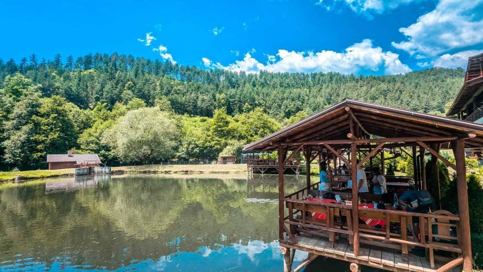 Restaurant and fishing at Rila close to Bansko, Bulgaria.