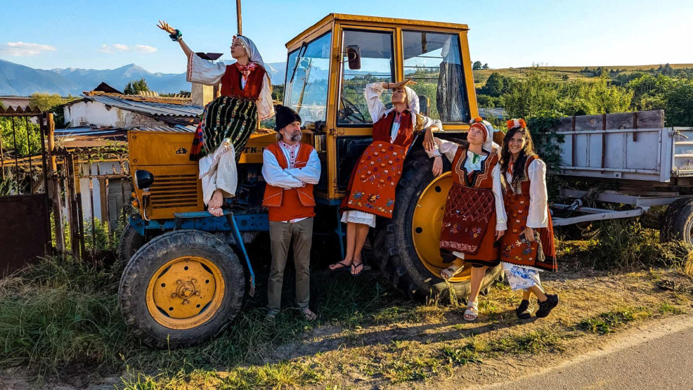 Modeling in traditional dresses at Gorno Draglishte - Local Folkloric Experience with Food Tasting, Bansko, Bulgaria.