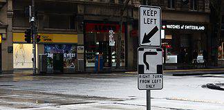 Driving in Australia’s Cities – Traffic Can Be Congested, Especially in Melbourne Hook turn in Melbourne, Australia