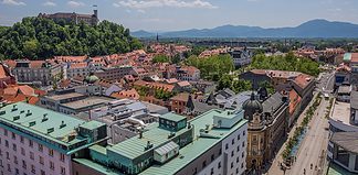 Exploring the Best of Ljubljana Slovenia View over Ljubjana from the Sky Scraper building