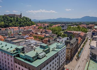 Exploring the Best of Ljubljana Slovenia View over Ljubjana from the Sky Scraper building