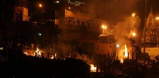 The Burning Ghats in Varanasi, India Burning ghats in Varanasi, India