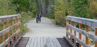 Biking the Kettle Valley Railway through Myra Canyon in British Columbia Biking the Kettle Valley Railway Trail