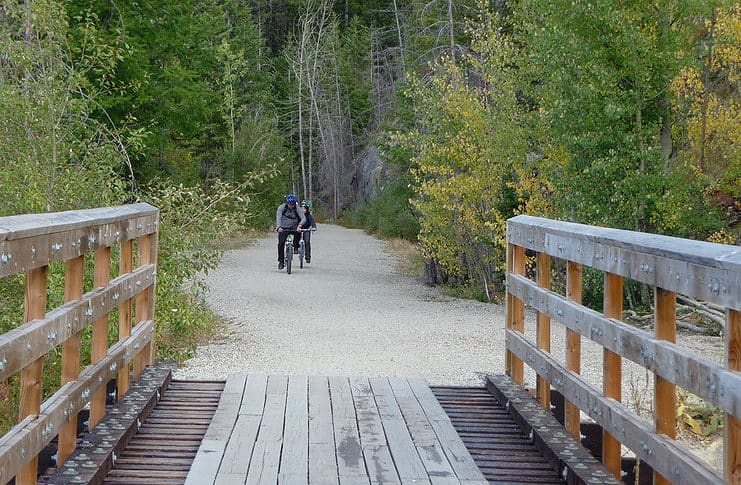 Biking the Kettle Valley Railway through Myra Canyon in British Columbia Biking the Kettle Valley Railway Trail