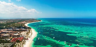 Best Places to Visit in the Dominican Republic Aerial view from the plane over Punta Cana, Dominican Republic.