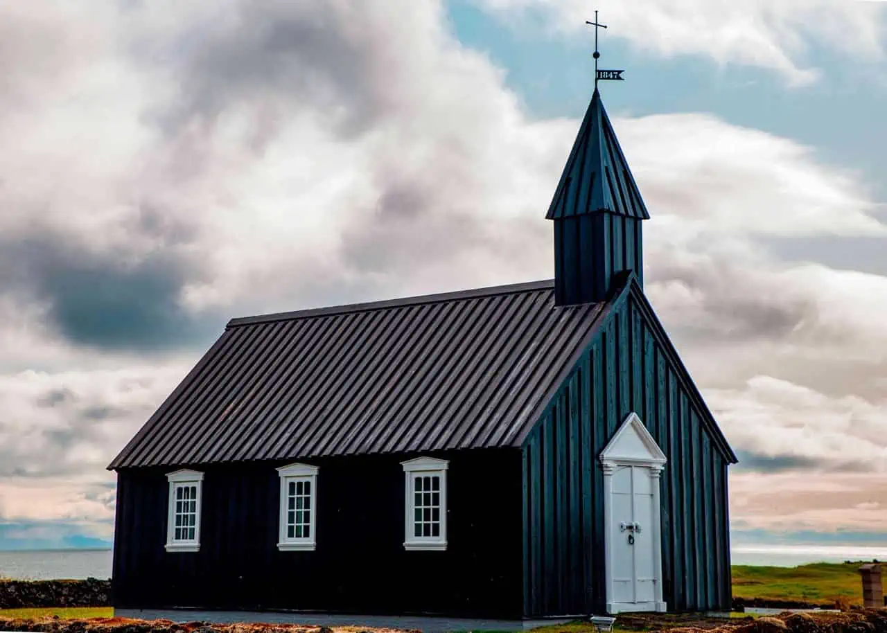 Black church at Budir in the Snæfellsnes peninsula in Iceland