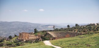 A Guide to Visiting Jerash in Jordan Columns and theater in Jerash, Jordan.