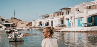 Greek Islands: Fishing Villages and Beaches in Milos Village Agiou Konstantinou in Milos, Greece.