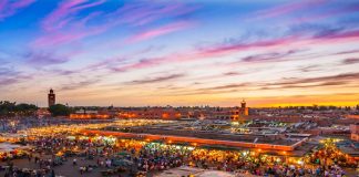 Discover Marrakech: A Treasure Trove of Activities and Attractions Food stalls at the Djemaa el-Fna at sunset in Marrakech, Morocco.