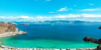 Explore the Region of Loreto and Baja California Sur, Mexico View onto Playa La Burra in Concepcion Bay in Baja California Sur, Mexico.