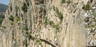 Hiking Caminito Del Rey: The King’s Walk in Andalucia, Spain Pathway through the canyon Caminito Del Rey - The King’s Walk in Andalucia, Spain.
