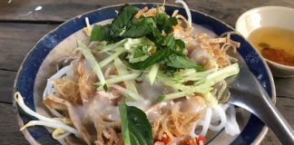 Not to Miss Traditional Food in Ho Chi Minh City Banh Tam Bi in Ho Chi Minh City, Vietnam.
