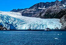 The Magic of a Day Cruise at Kenai Fjords National Park, Alaska Day cruise to the Aialik glacier in the Kenai Fjords National Park in Alaska, USA.