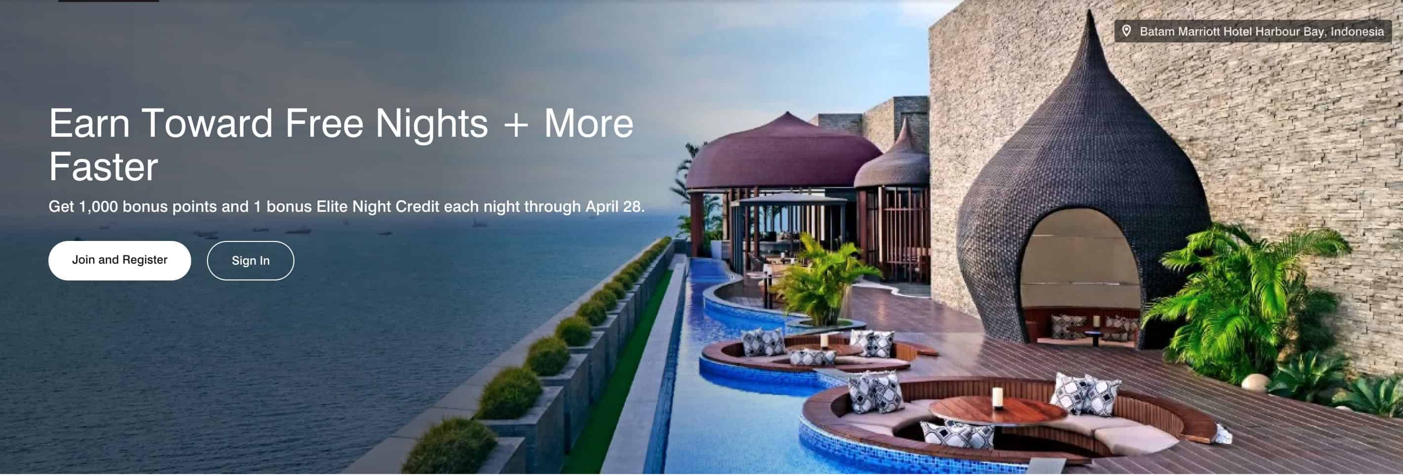 Earn toward free nights and more faster. Marriott banner.
