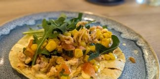 What and Where to Eat in Québec Maritime Regions Canadian seafood taco at Maqahamok - Pub wolastoqey, Quebec, Canada.