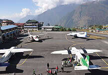 Everest Panorama Trek vs Everest Base Camp: A Practical Comparison Planes at the Tenzing Hillary Airport in Lukla, Nepal.