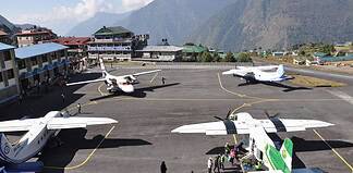 Everest Panorama Trek vs Everest Base Camp: A Practical Comparison Planes at the Tenzing Hillary Airport in Lukla, Nepal.