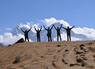 Best Time to Trek in the Himalayas: Seasonal Guide to Nepal’s Top Routes Guys hiking in the Himalaya, Nepal.