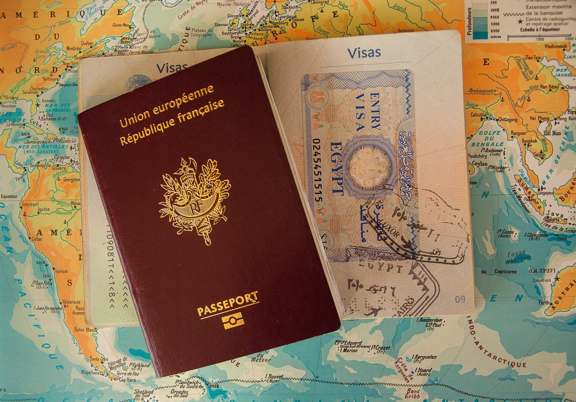 French passport with Egypt stamp.