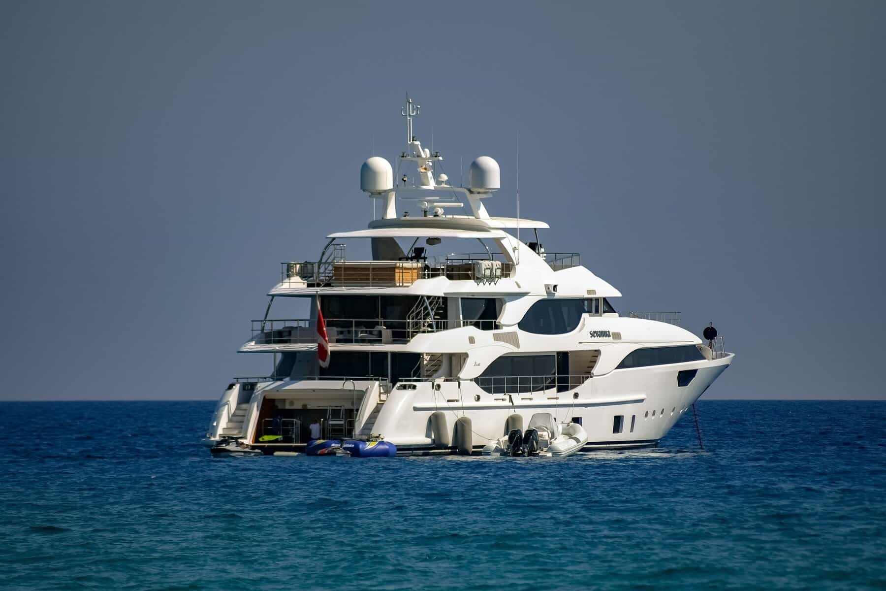 Yacht anchoring for water activities.