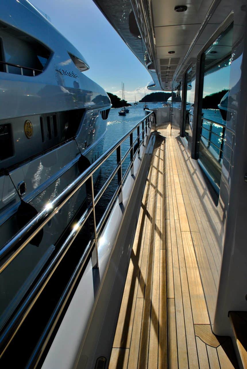 Yacht deck of a motor yacht.