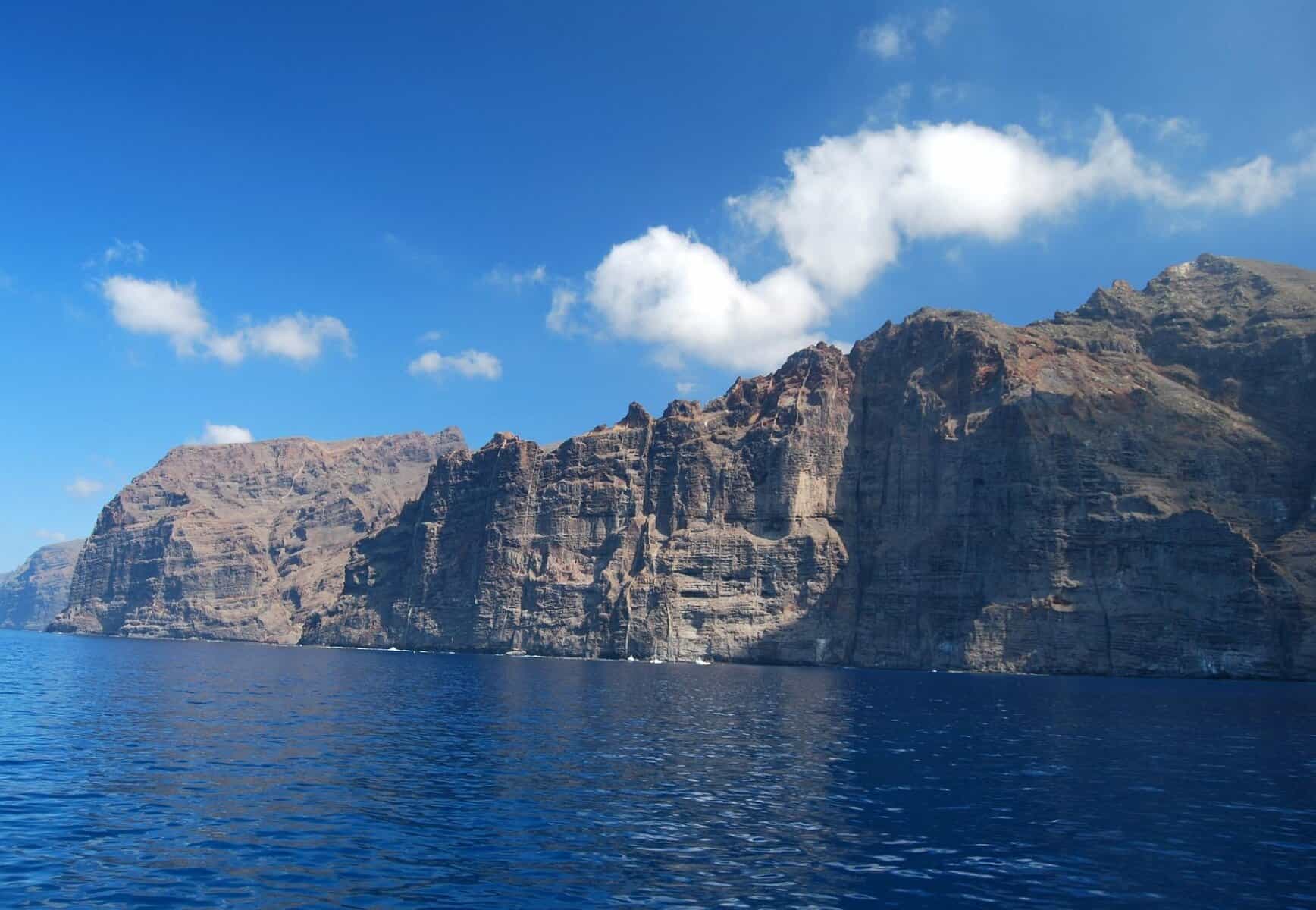 Coastline of the Los Gigantes cliffs in Tenerife, Spain.