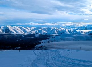 At the top of Pla d'Adet in the French Pyrenees.