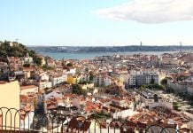 How to Understand Lisbon: A Smarter First Day for New Visitors Panoramic view of Lisbon, Portugal featuring colorful rooftops and the iconic Tagus River skyline.