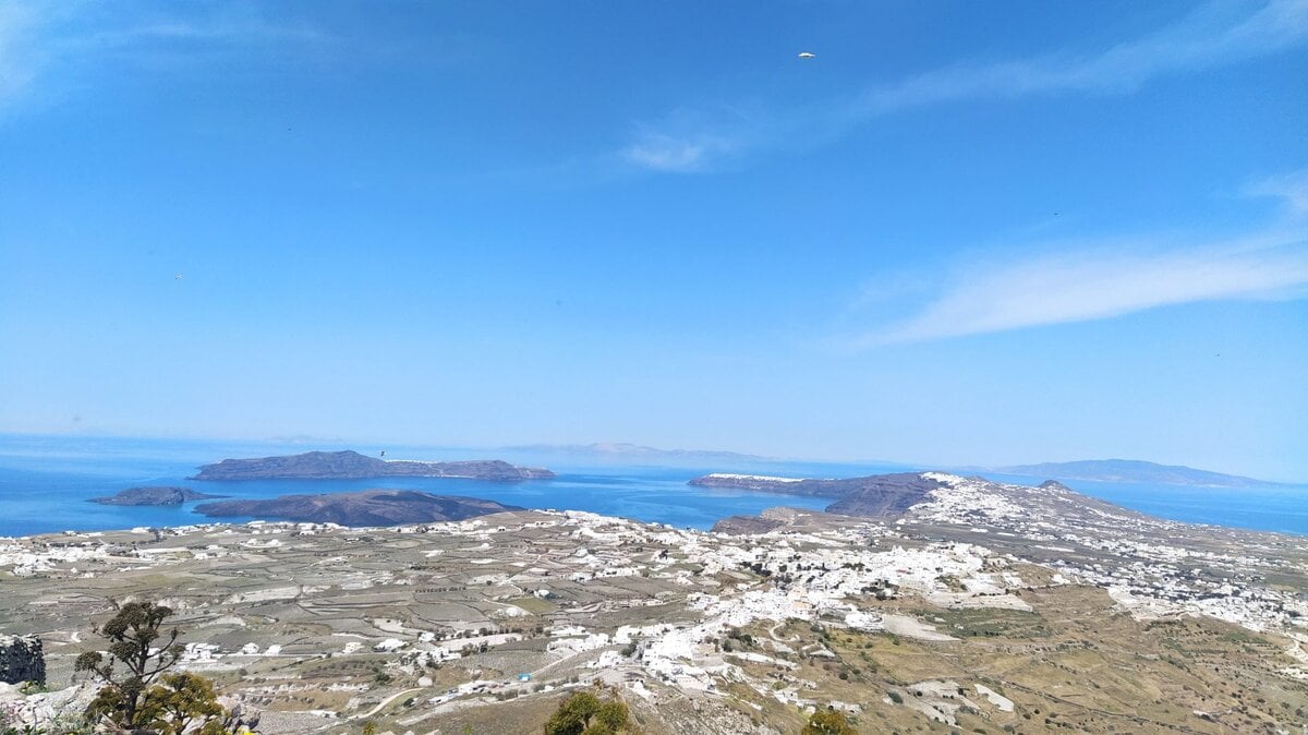 Golden Hour in Santorini from Pyrgos village panoramic viewpoint