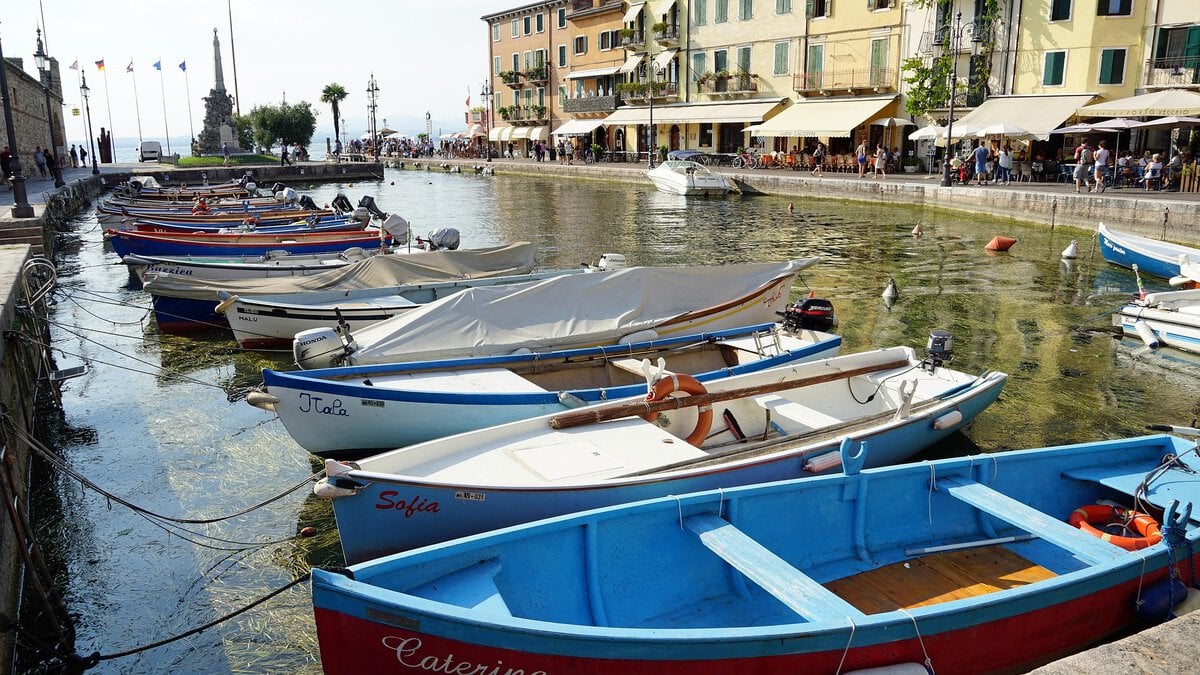 Lazise harbor, Lake Garda, Italy.
