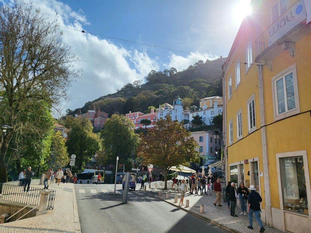 Walking the streets on a Sintra tour, Portugal