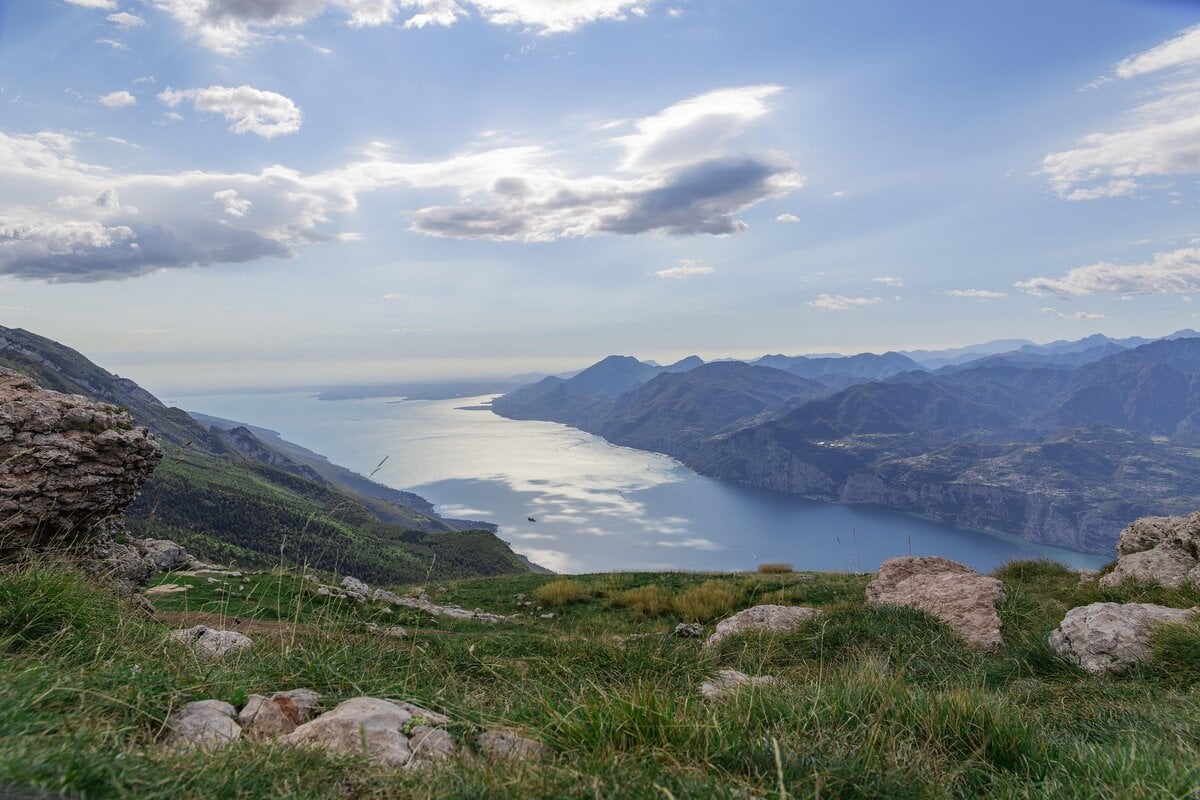 View from Monte Baldo at Lake Garda, Italy.
