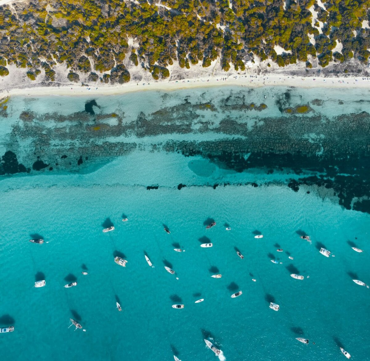 Drone shot of a beach in Formentera, Spain. Pic via michelangelo-amoruso-manzari -unsplash