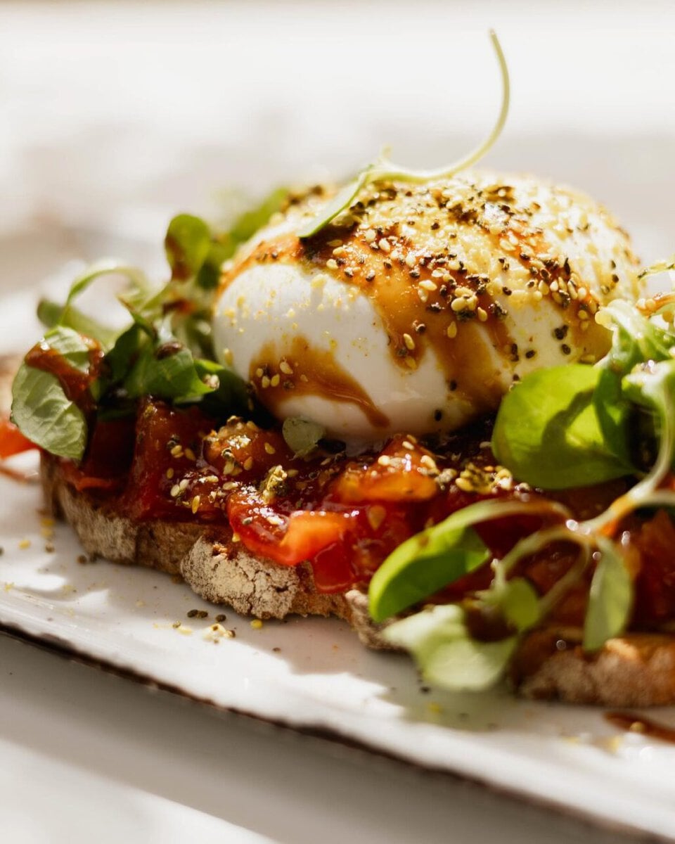 Poached egg at Kat's Kitchen in Split, Croatia.