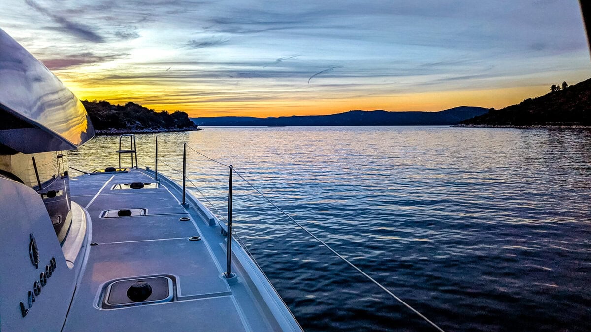 - A Week on a Catamaran in Croatia: Slow Sailing from Split to Hvar Sunset on our MoreSailing catamaran Lagoon 42 in the Mala Luka Bay, Croatia.