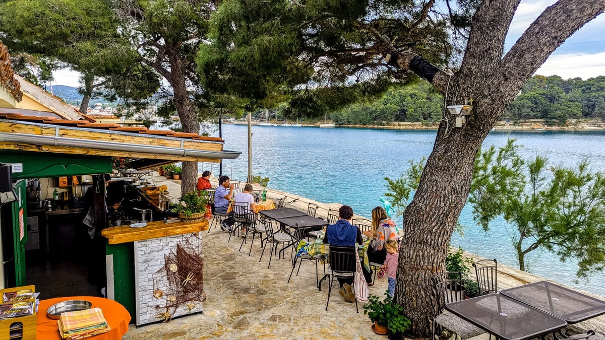 - A Week on a Catamaran in Croatia: Slow Sailing from Split to Hvar Restaurant Bago in walking distance of the harbor of Milna on the island Brac in Croatia.