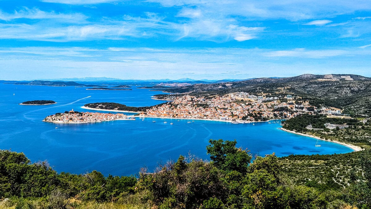 - A Week on a Catamaran in Croatia: Slow Sailing from Split to Hvar View onto Primosten from Kip Gospe od Loreta, Croatia.