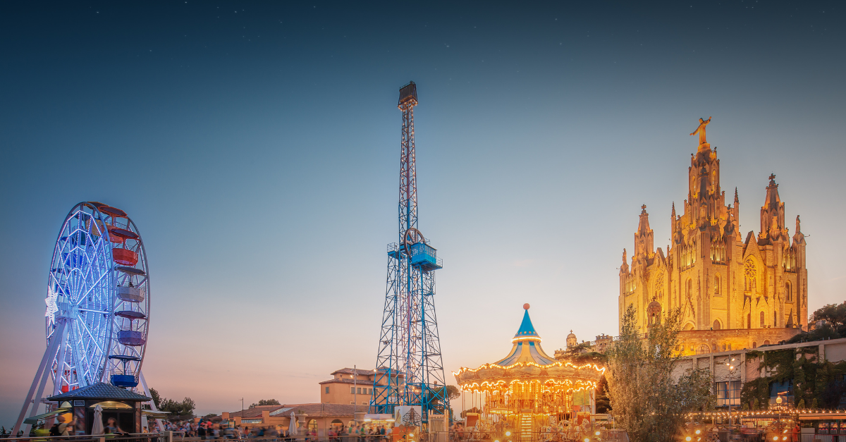 Tibidabo in Barcelona at night