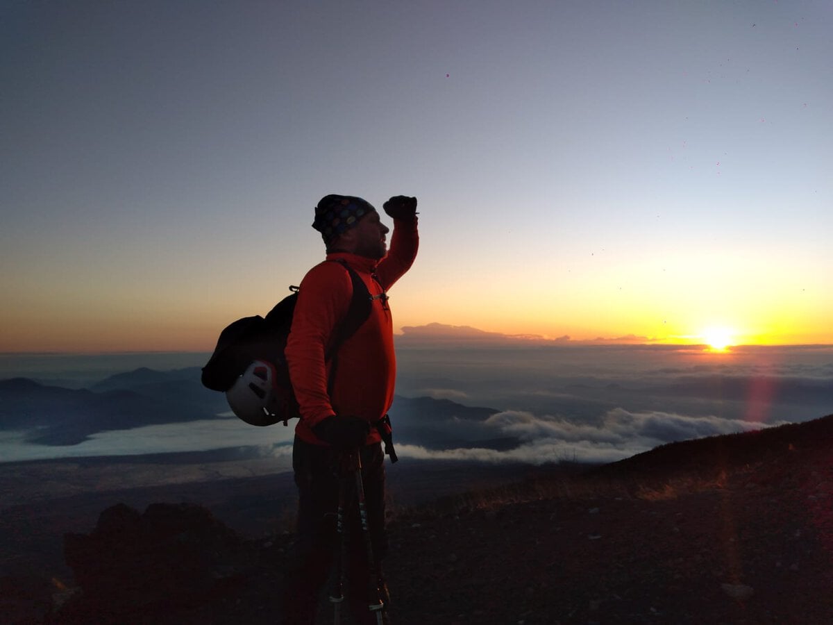 Sunrise hike on Mount Fuji, Japan